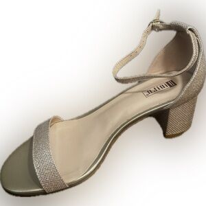 IDIFU Shimmering Gold Ankle Strap Heels